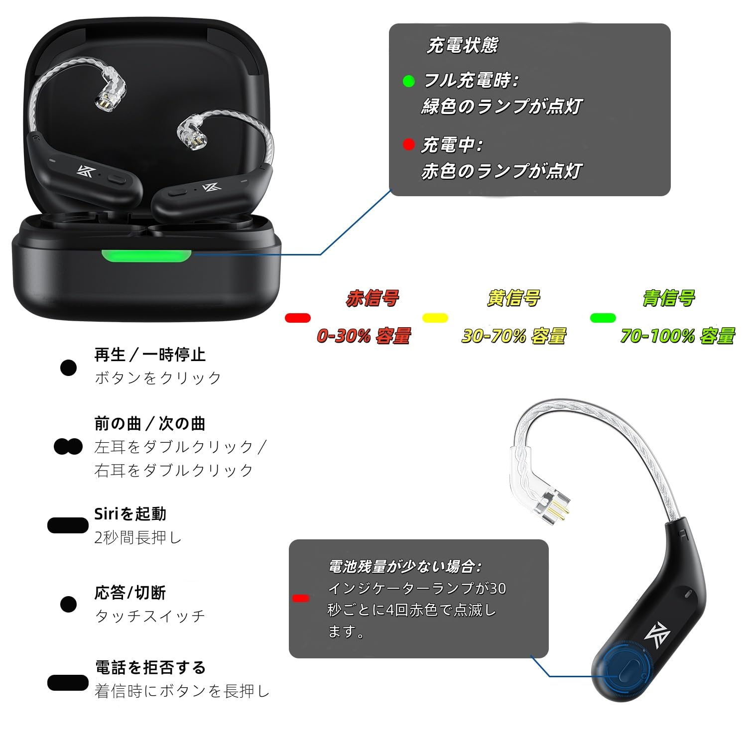 Amazon.co.jp: KZ AZ09 リケーブル 2Pin QDC Bluetooth KZ イヤホン