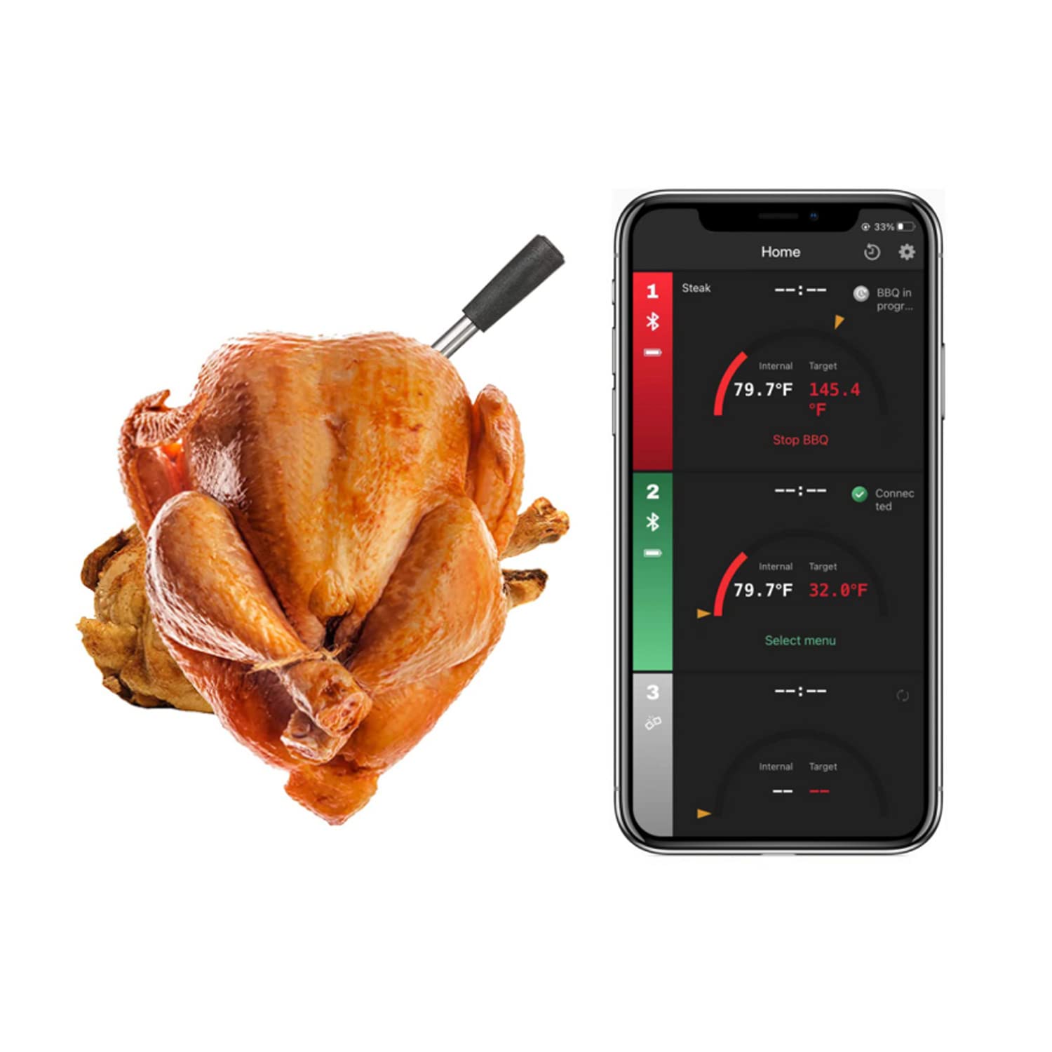 165ft Meat Thermometer Wireless | Premium Smart Digital Bluetooth Food Thermometer with Assisted Cooking | for The BBQ, Co...