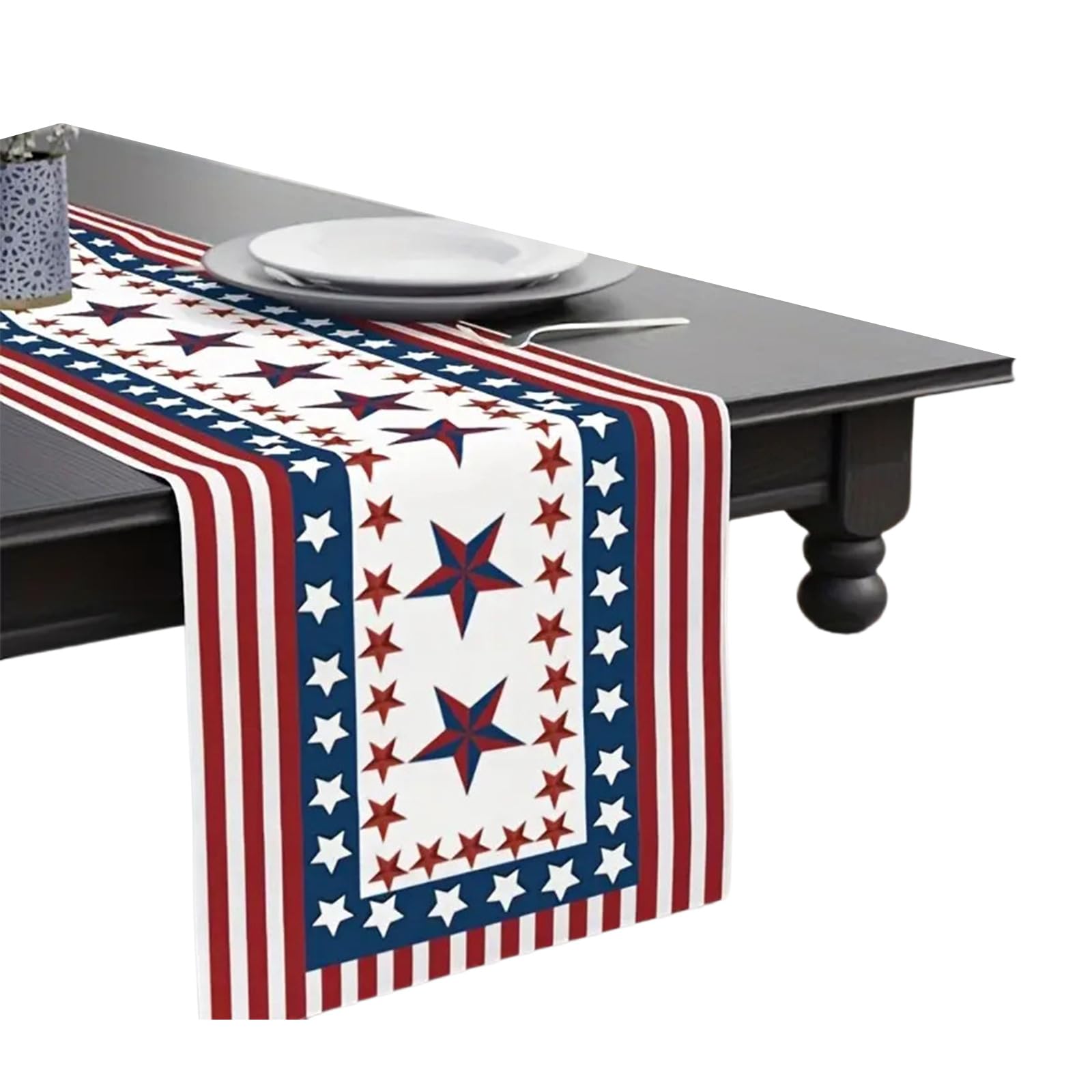 NEWFT Memorial Day Table Runner Slip-Resistant Vintage Flag Designing Table Cloth for Dining Tables and Placemat Memorial Day Decoration