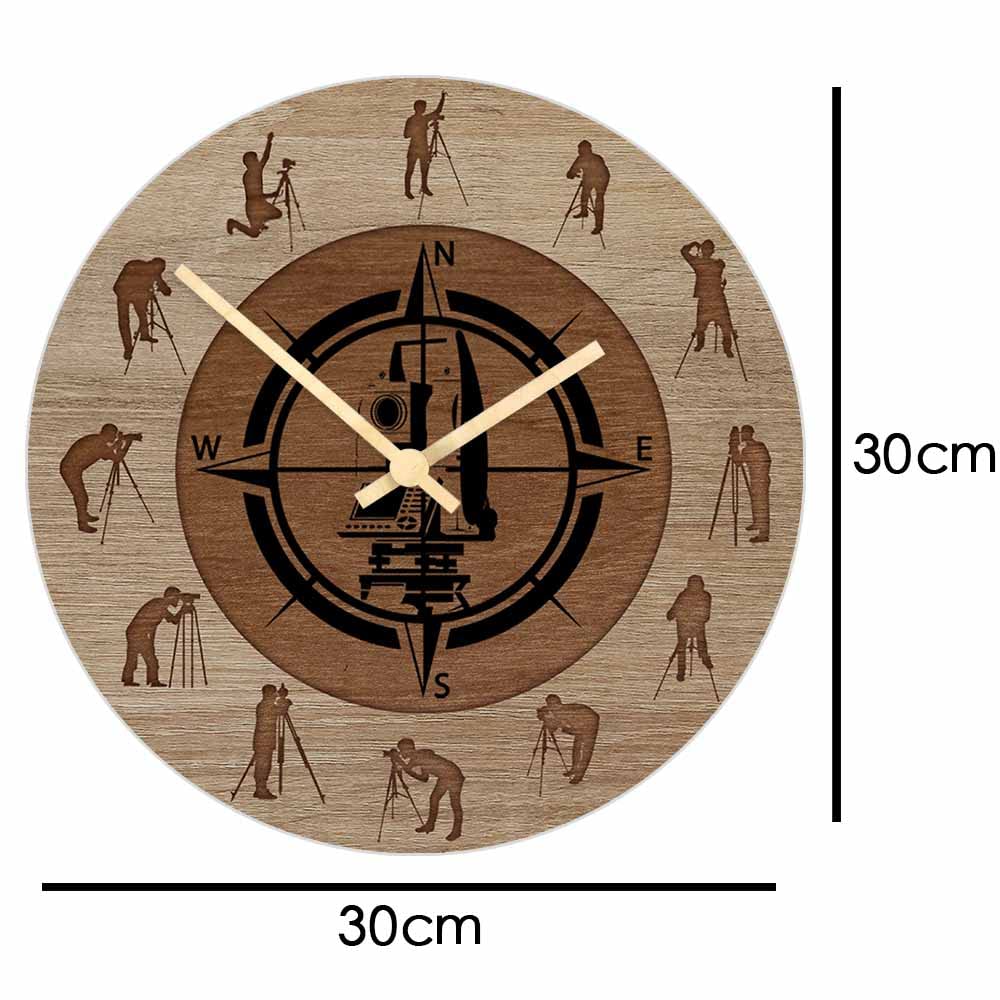 Geek Alerts Surveyor Profession Construction Work Wall Clock Engineer Home Decor Battery Operated Silent Quartz Printed 12inch Watch Land Surveyor Gift