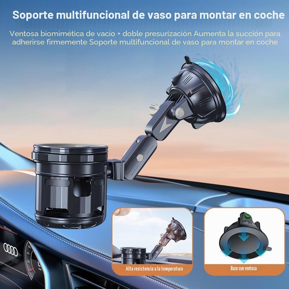 Portavasos Coche Ajustable Universal, Soportes para Botellas para Coche Plegable, Portavasos Botellas Cochespara Café Bebidas, Soporte para Vasos de Agua para Coche Camiones