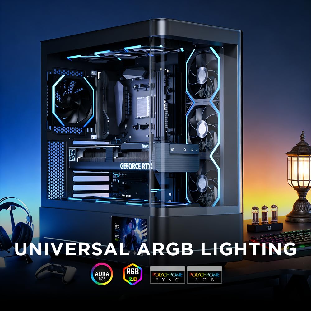 TZMRIT Build Blocks UNI FAN - Ventilateur ARGB - Design Daisy Chain - Connexion par câble - Ventilateur de boîtier PC RVB 120 mm Noir