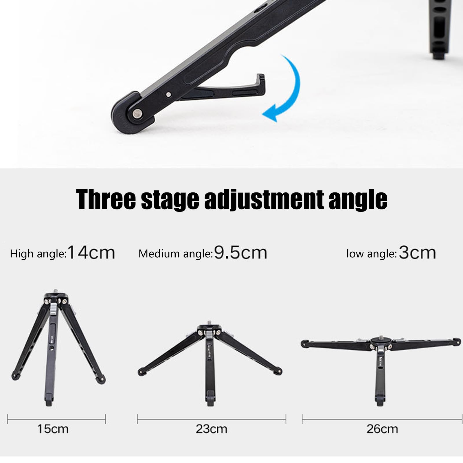 Treppiede per fotocamera da 122 g, in lega di alluminio, carico 6 kg, altezza regolabile da 20 a 140 mm, per smartphone/DSLR Treppiedi compatibili con dispositivi multipli