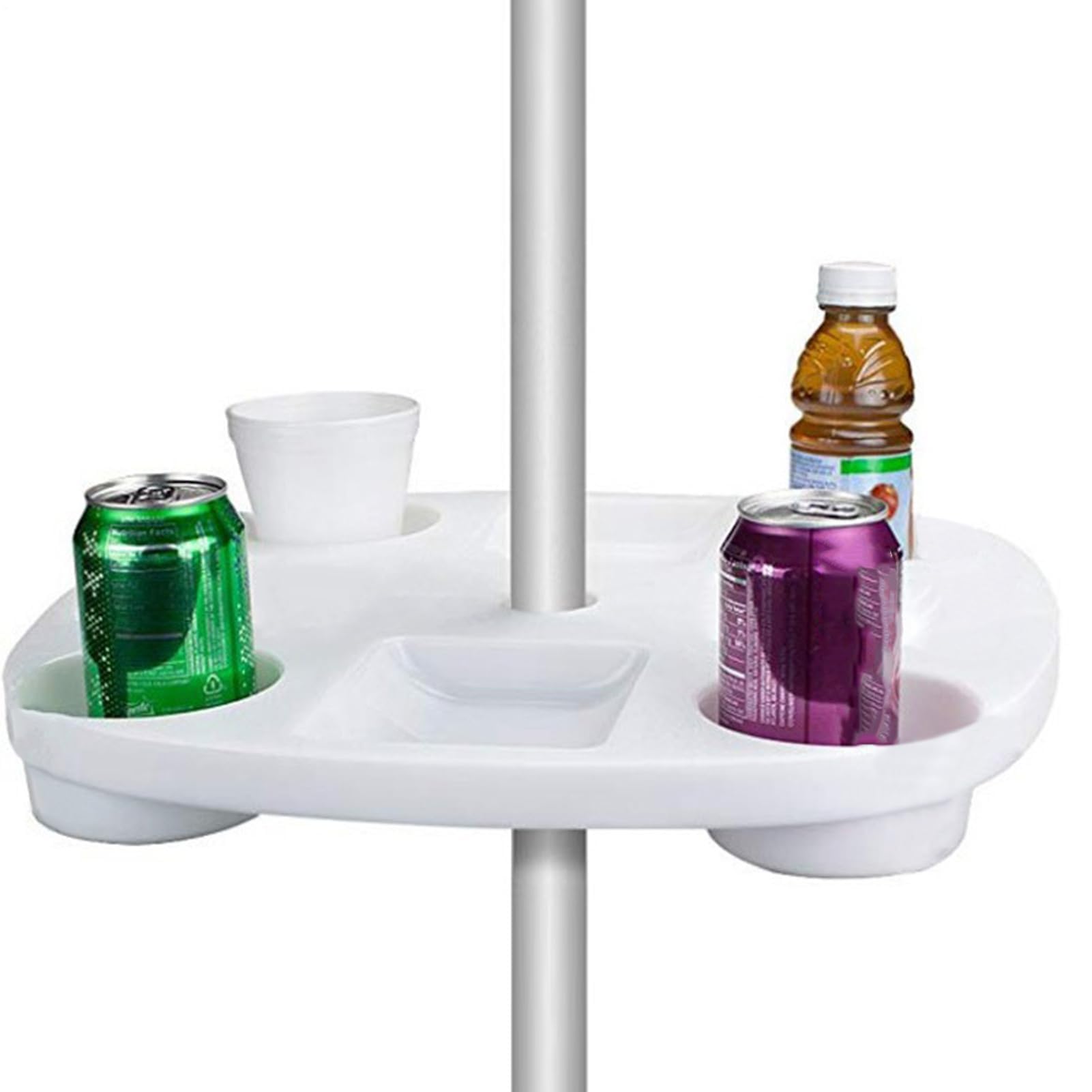 Mesa de sombrilla de playa con soporte extraíble de 14.5 pulgadas, soporte multiusos para tazas, bandeja de alimentos, base de montaje estable, accesorio al aire libre para picnics y camping