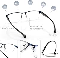 Vista 23 de Premium 2 PACK Durable Progressive Multifocus Reading Glasses for Men Blue Light Blocking Computer Reader Anti Eyestrain Metal Frame Spring Hinges