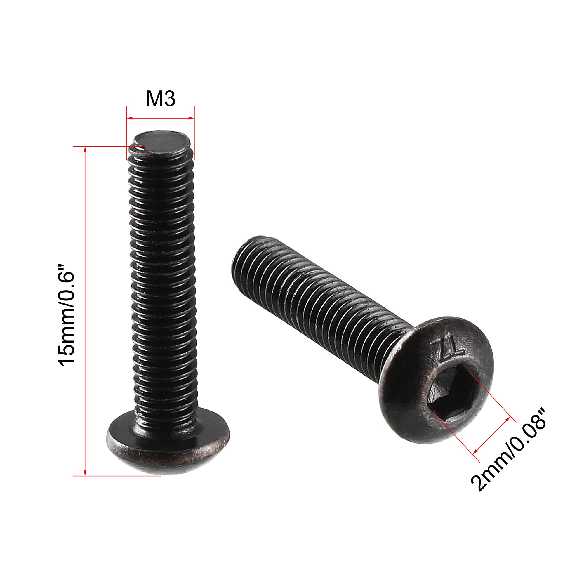sourcing map Schrauben, M3 x 14 mm Gewinde, Innensechskant 