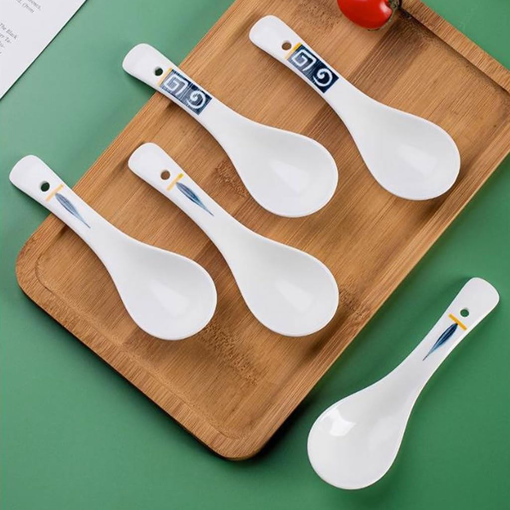 Spoons,soup spoons,Spoons for Cooking Kitchen 4-piece Spoon Household Ceramic Rice Spoon Long Handle Creative Spoon Porridge Spoon Dinner Spoon Teaspoons