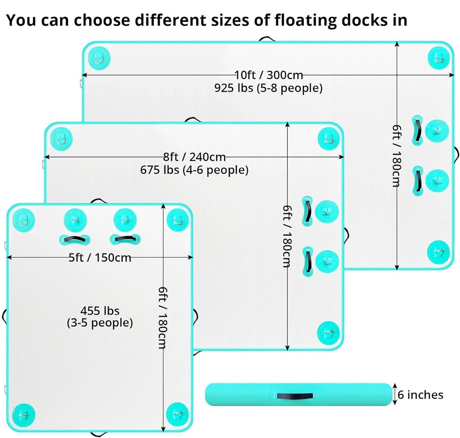 Aufblasbare schwimmende Plattform, dickes PVC, rutschfestes Luftdock mit abnehmbarer Leiter für Pool, Strand und Ozeanspaß