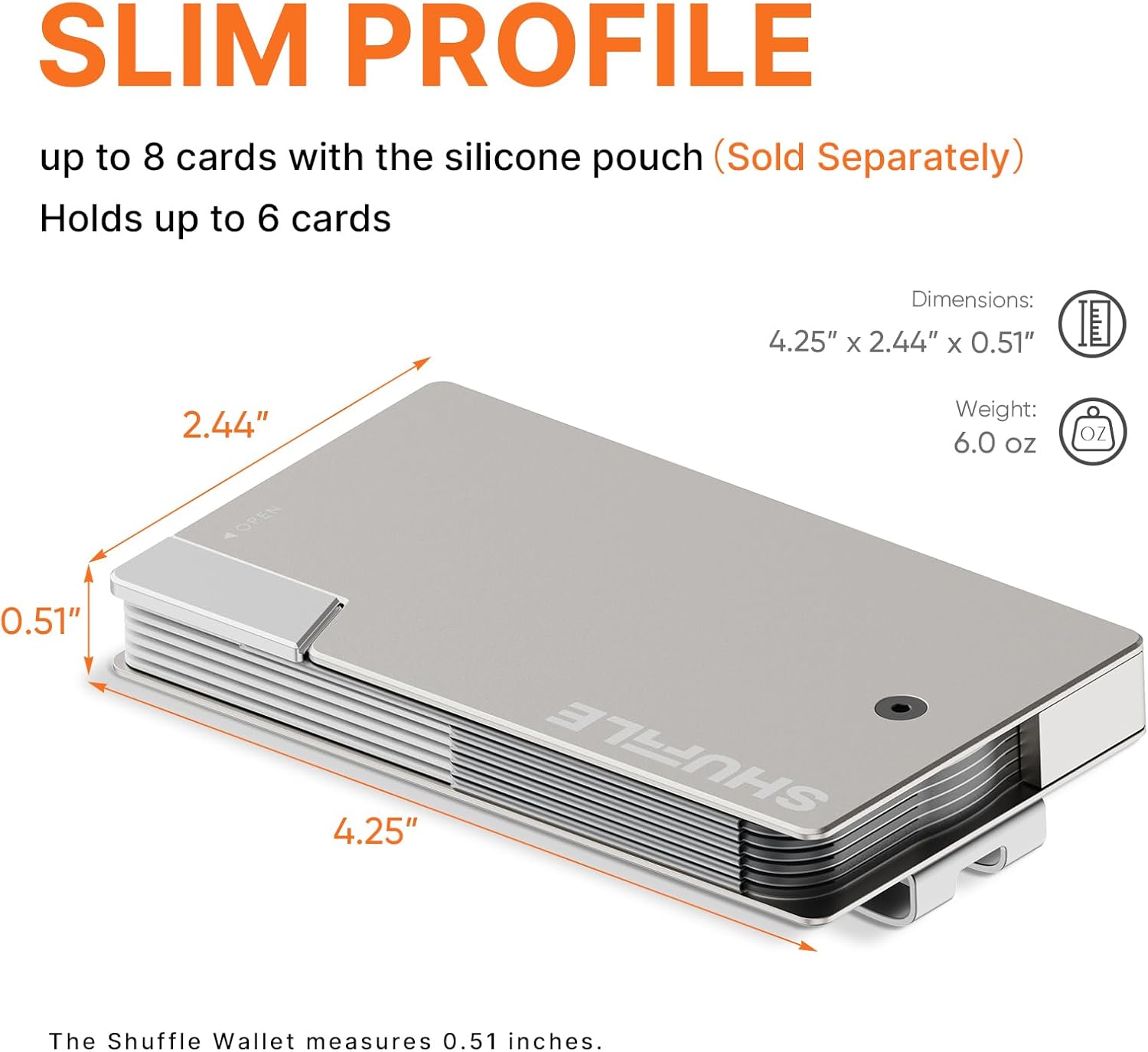 Shuffle Wallet for Men, Deck-of-Cards Opening, RFID Blocking and Slim Design,Titanium Card &Money Clip Wallet, Holds up to 6 Cards, Wallet with Gift Box(Raw Titanium) - Image 5