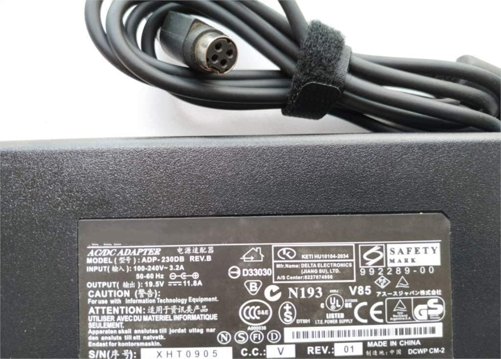 4-Hole Ac/Dc Adapter Charger Compatible with Chicony 19.5V 11.8A 230w A12-230P1A Adp-230TBT ADP-230EB T for Clevo P170EM P770DM P770DM-G P651HS for Eurocom Sky X6 Power Supply