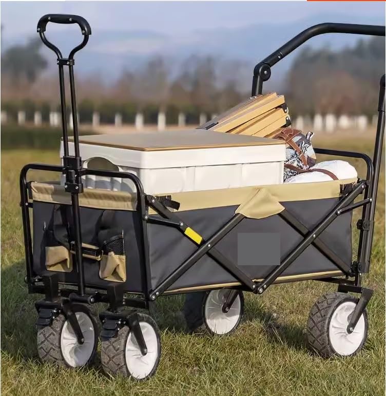 Carretilla plegable utilitaria para exteriores IRYZE, carrito de compras portátil con ruedas giratorias 360° y manija ajustable miniatura 7