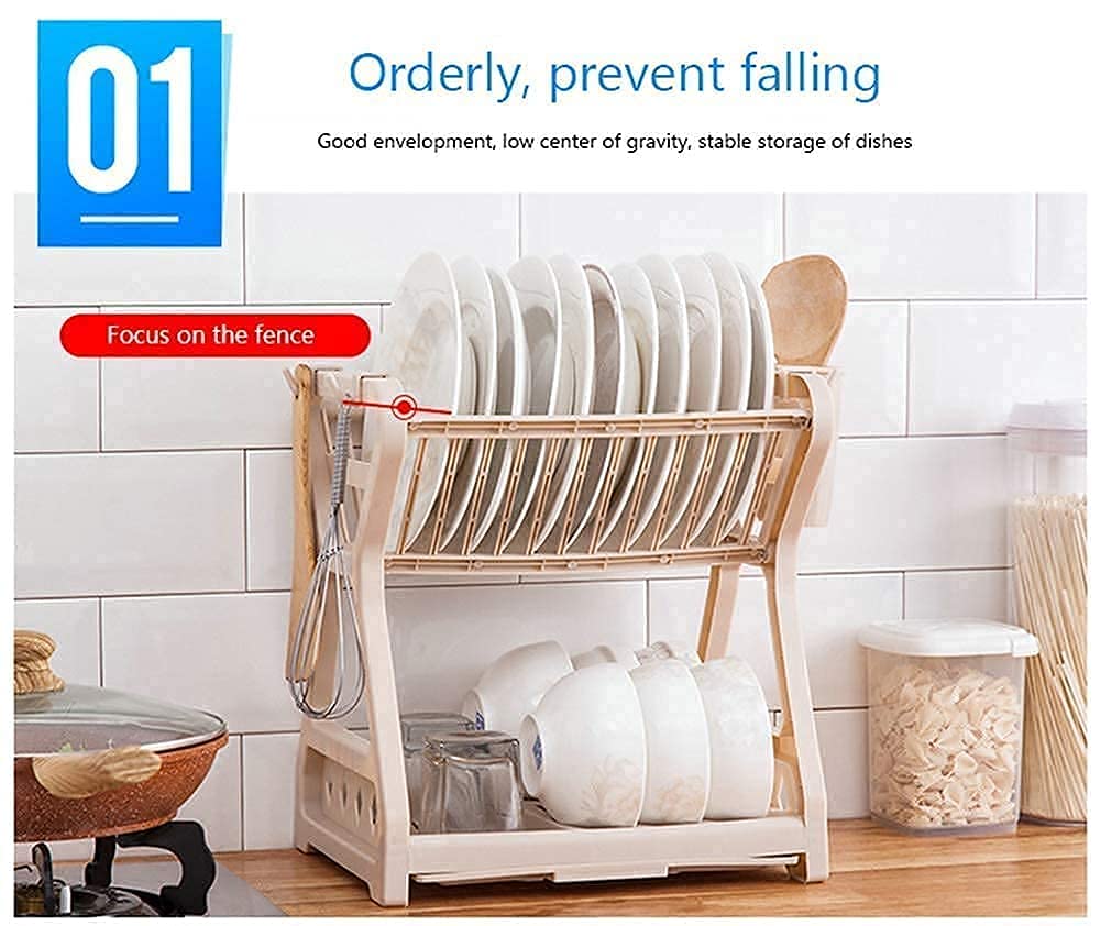 Afdruiprek Met 2 Niveaus - Multifunctioneel Roestvrij Droogrek Voor De Keuken Met Gebruiksvoorwerpenhouder Ruimtebesparend En Groot Capaciteit Dish Drainer