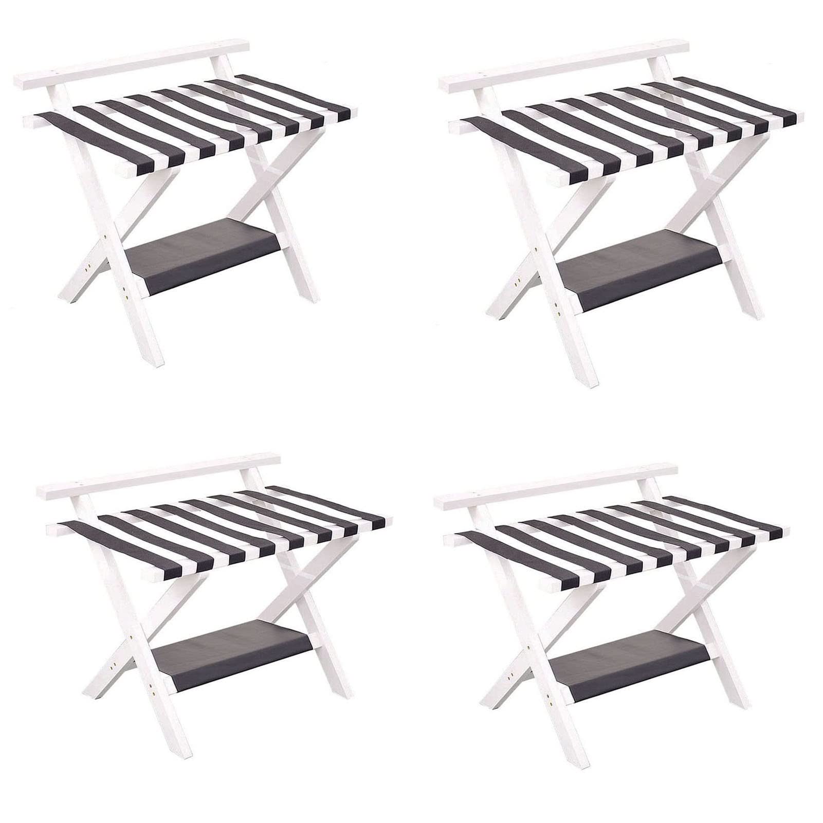 Support bagage bois pour chambre d'amis, lot de 4 tabourets de valise pliants