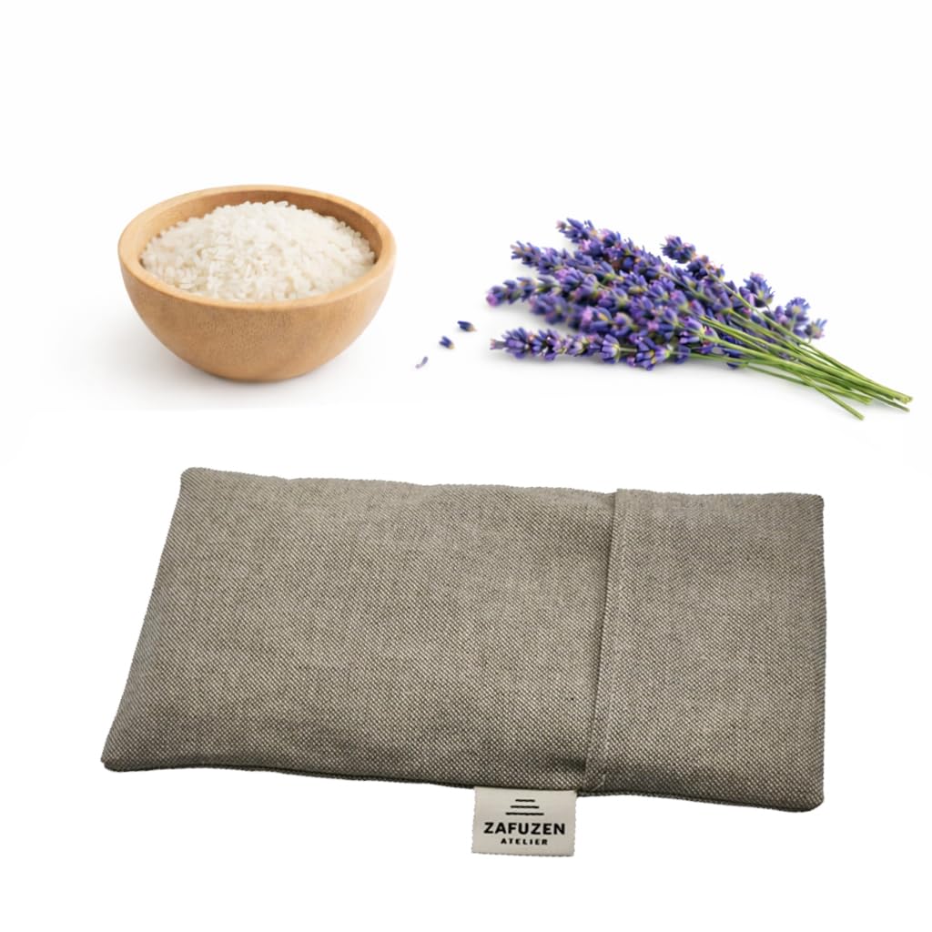 Coussin pour Les Yeux avec Housse Lavable Dune – Coussin oculaire avec Fleurs de Lavande Naturelle et Riz, Coton Naturel, Yoga et méditation, Relaxation et Repos