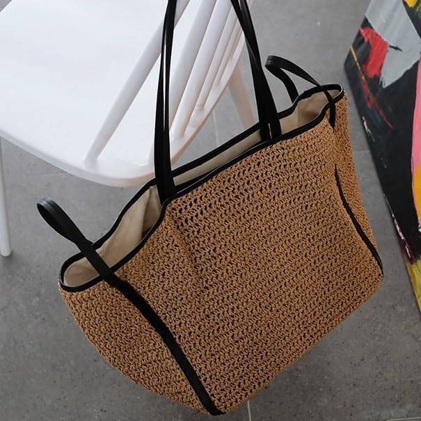 Straw Woven Tote Bags Casual Large Luxury Design Capacity Handbag Beach Shoulder Simple Women's Bag Shopping Summer bolsos