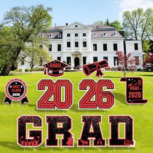 Amazon.com : 10 PCS Graduation Yard Signs Red & Black Graduation Lawn ...