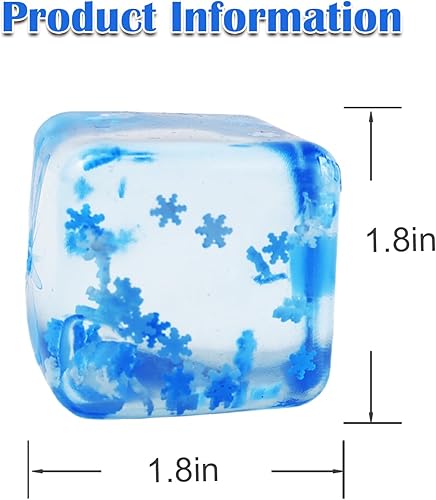 Miniatura 4 de Cubo azul, paquete de 4 bolas de hielo antiestrés con copos de nieve en el interior, juguetes sensoriales de cubo antiestrés, juguetes sensoriales