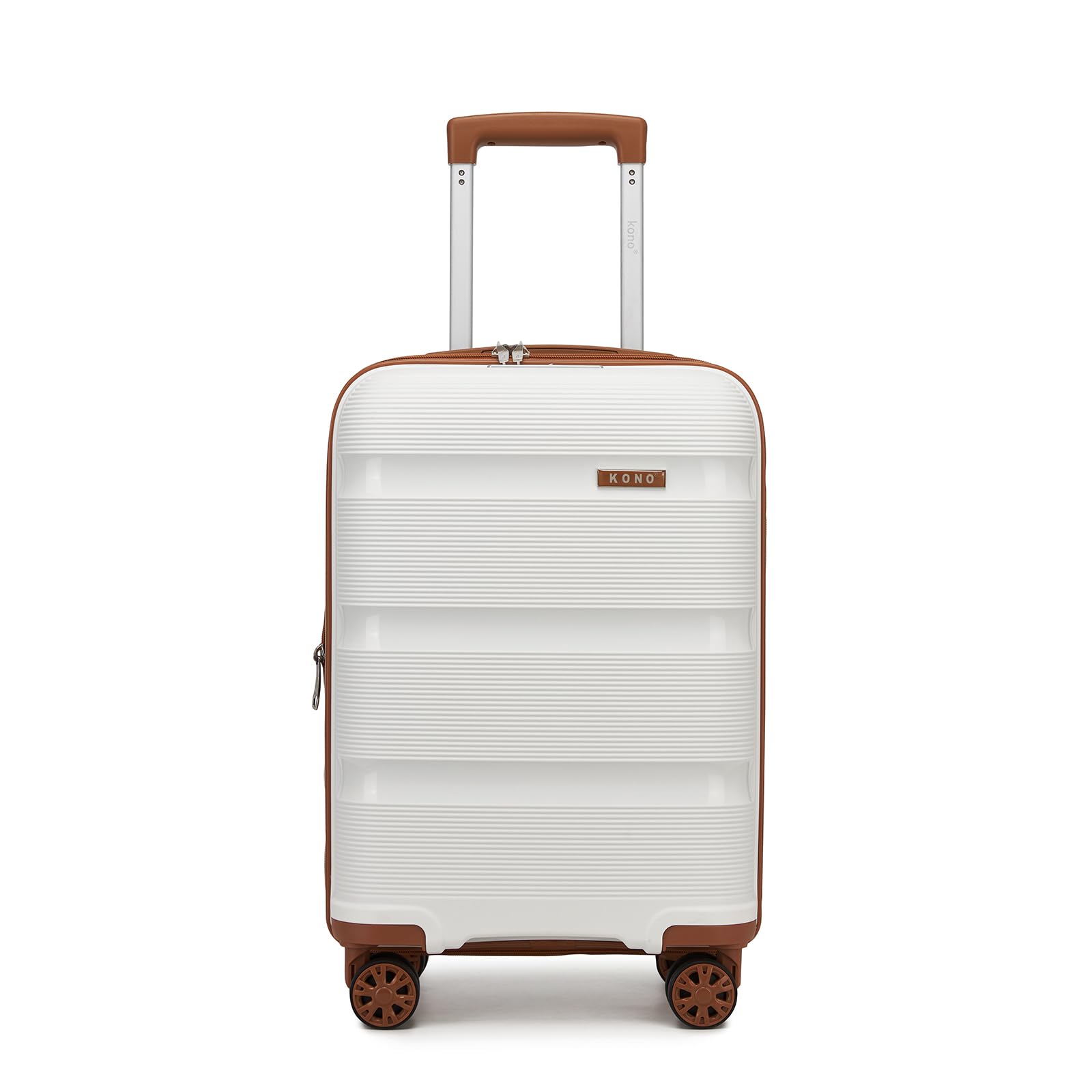 Kono 20 Inch Expandable Carry on Luggage, Airline Approved Suitcase, White
