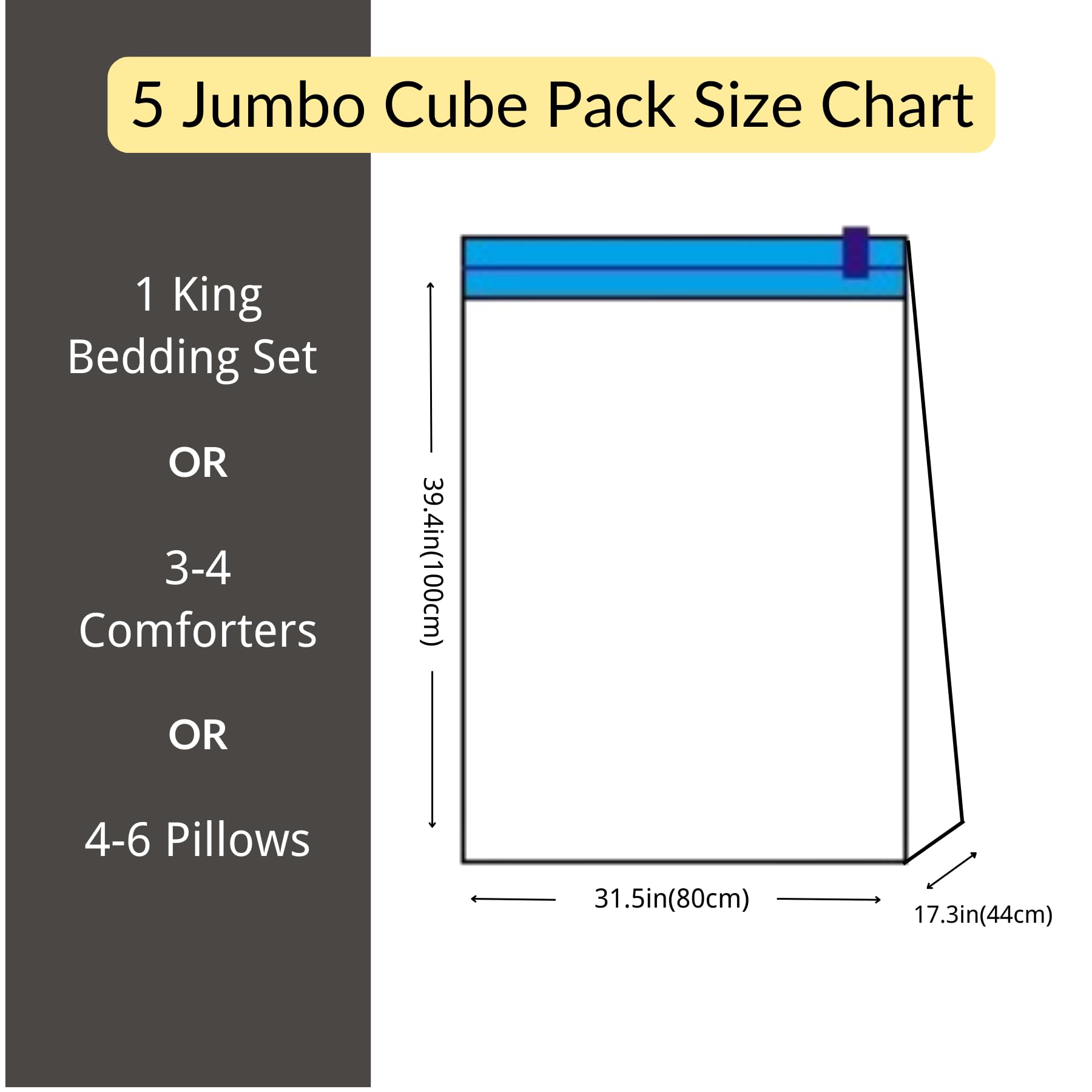 Lot de 5 sacs de rangement sous vide, sacs de compression pour couettes, couvertures et vêtements, fermeture durable, résistants aux perforations, matériau polyester sûr, préserve et protège