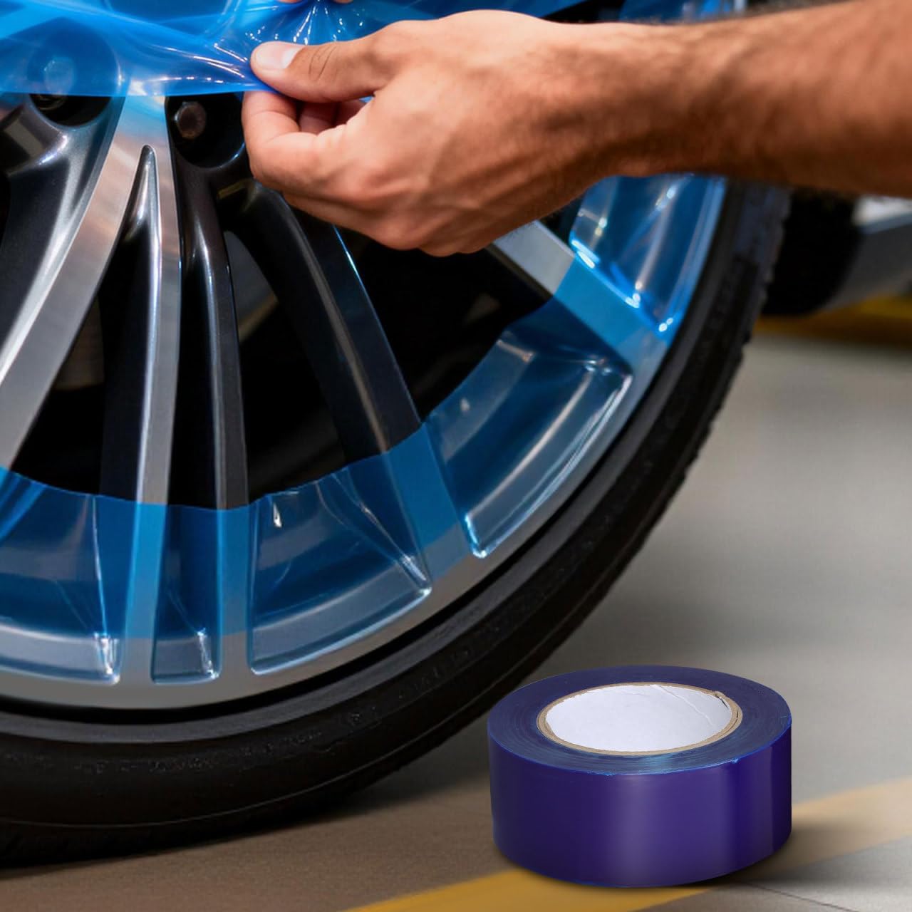 OUNONA Nastro protettivo per cerchioni in polietilene blu autoadesivo per auto e moto