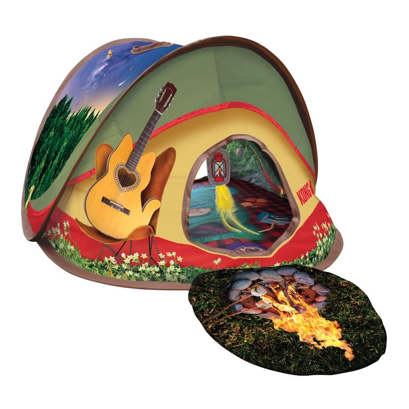 KONG Play Spaces Tente de glamping pop-up pour chats – Jouets suspendus et froissés
