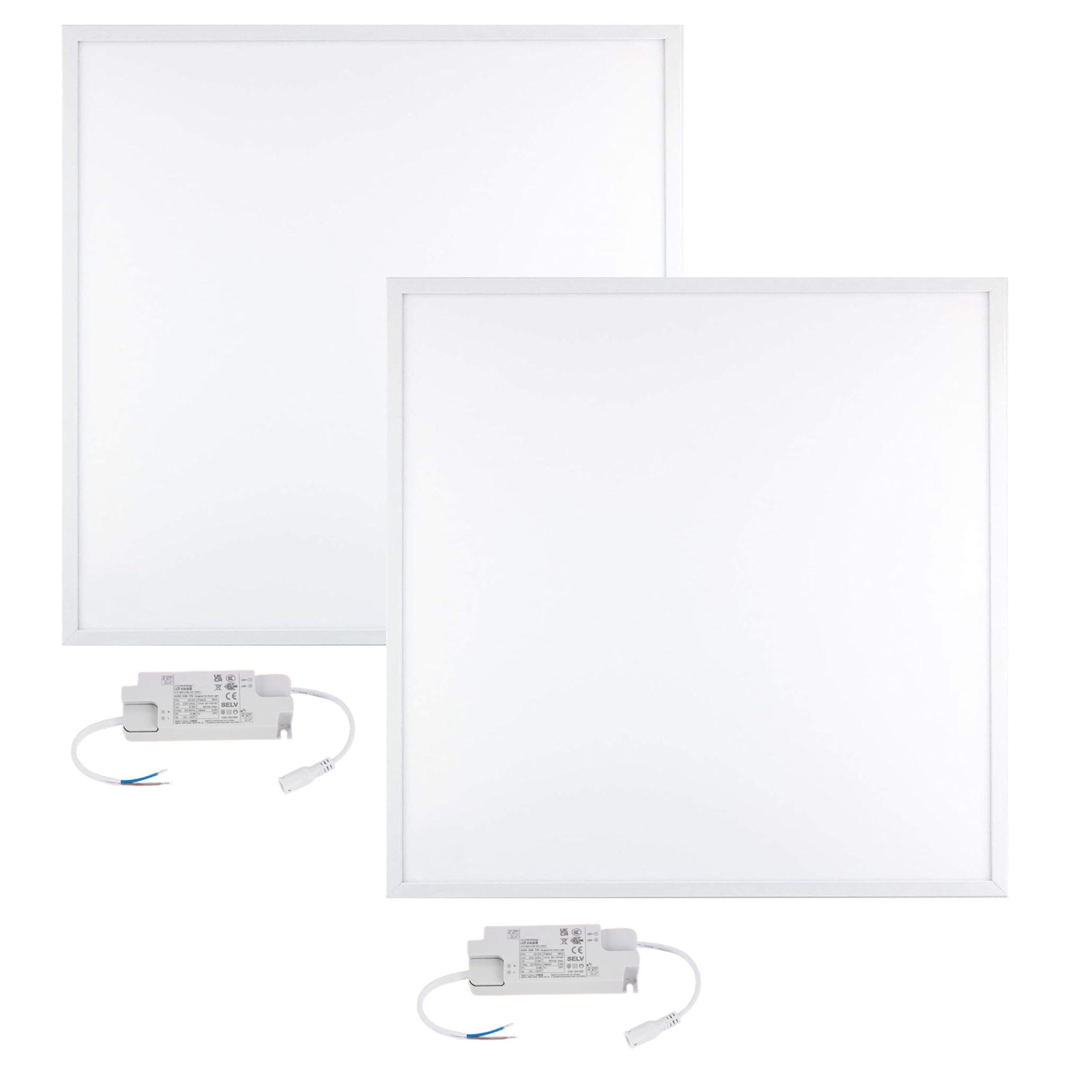 YASTA 2 PEZZI Plafoniera Led Soffitto 60x60 Da Incasso Per Cartongesso Luce Naturale 42w Pannello Luminoso Per Controsoffitto Con Cornice Bianca Slim 4000k