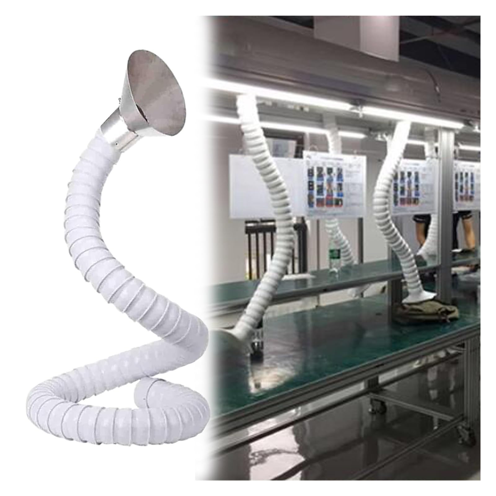 Braccio di aspirazione dei fumi di saldatura regolabile con ugello e cappuccio – rimozione efficiente del fumo per officine, uso industriale, sistema di filtrazione dell'aria professionale