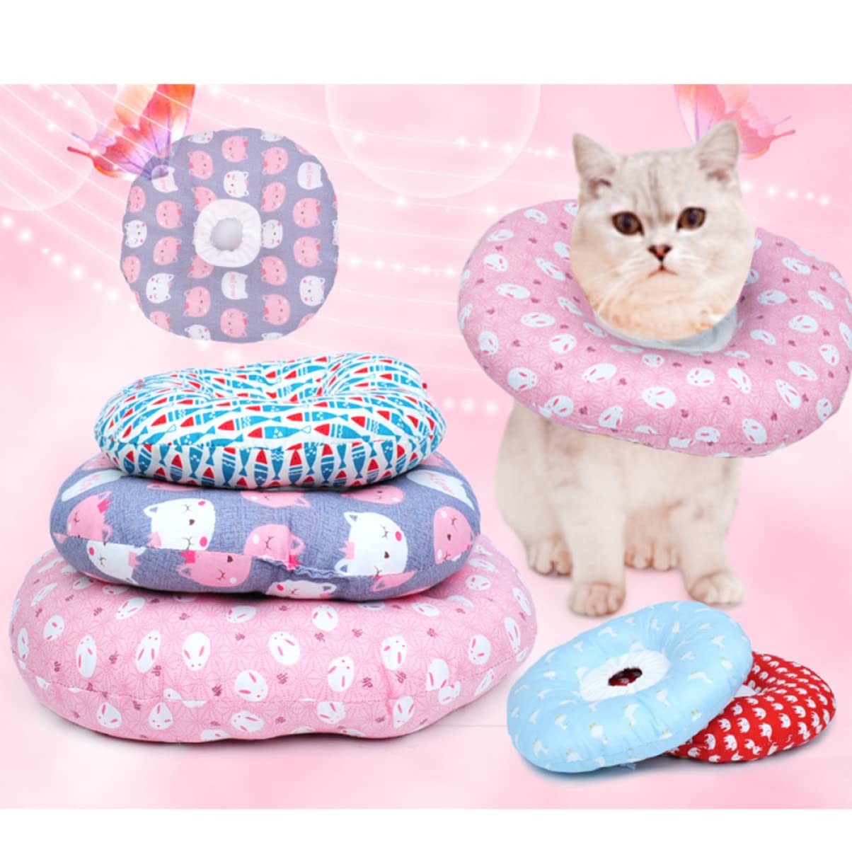 3 Pezzi Collare Per Animali Domestici Con Motivo Alla Moda - Collare Elisabettiano Per Gatti Grigio Taglia S Collare in Spugna Per La Guarigione