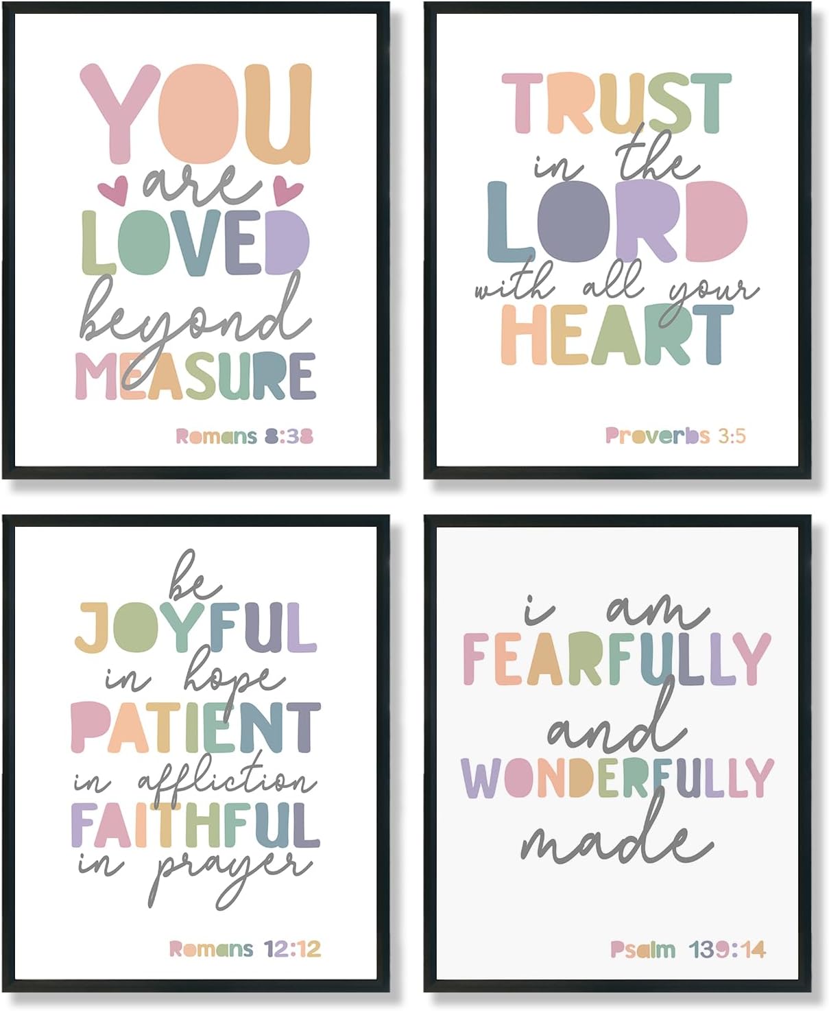 ULEGIE Bible Verse Poster Set of 4, Pastel Christian Wall Art Decor
