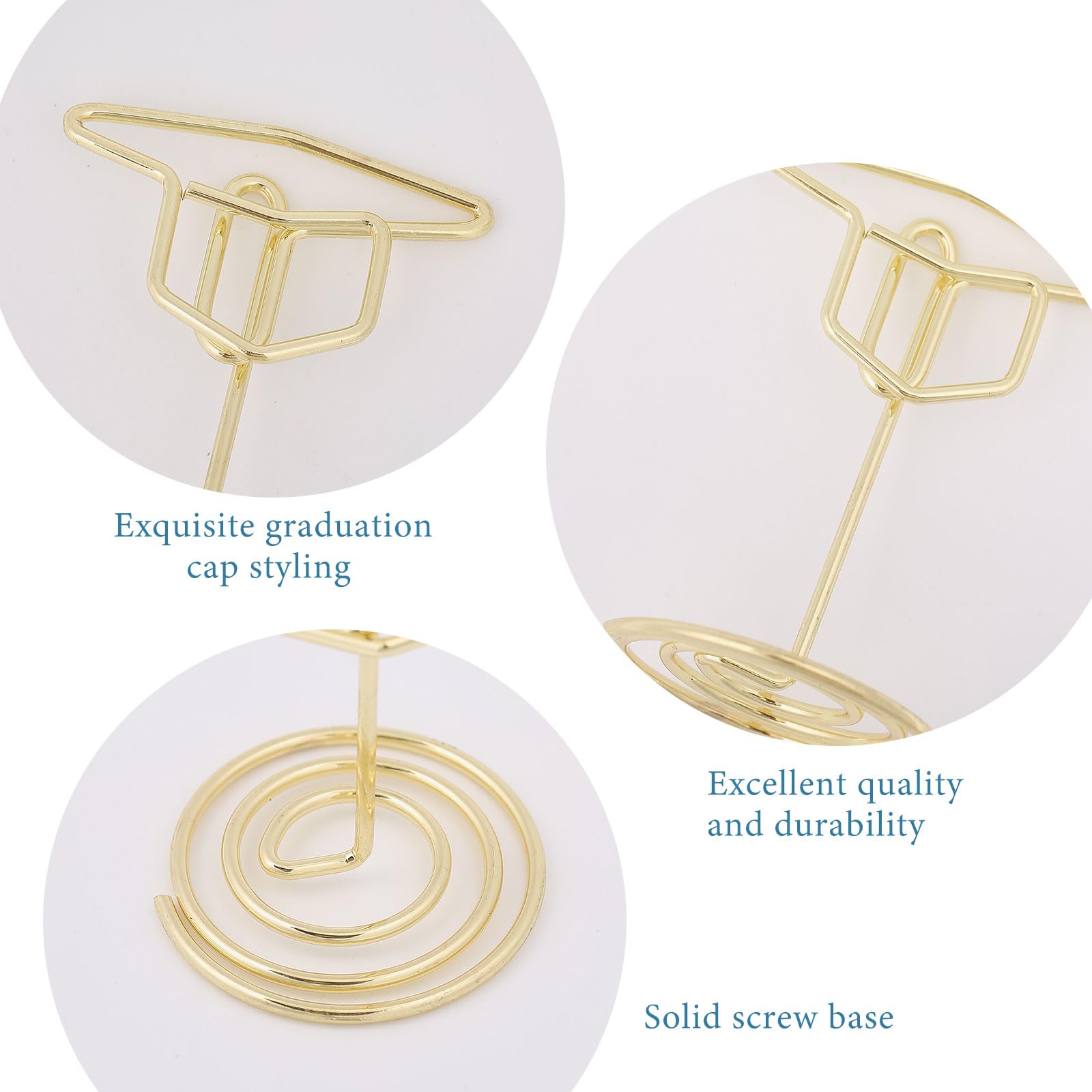 48 soportes para tarjetas de graduación, soporte para números de mesa, soporte de hierro para tarjetas de nombre, soporte para notas de fotos para ceremonia de graduación, fiesta, letrero de