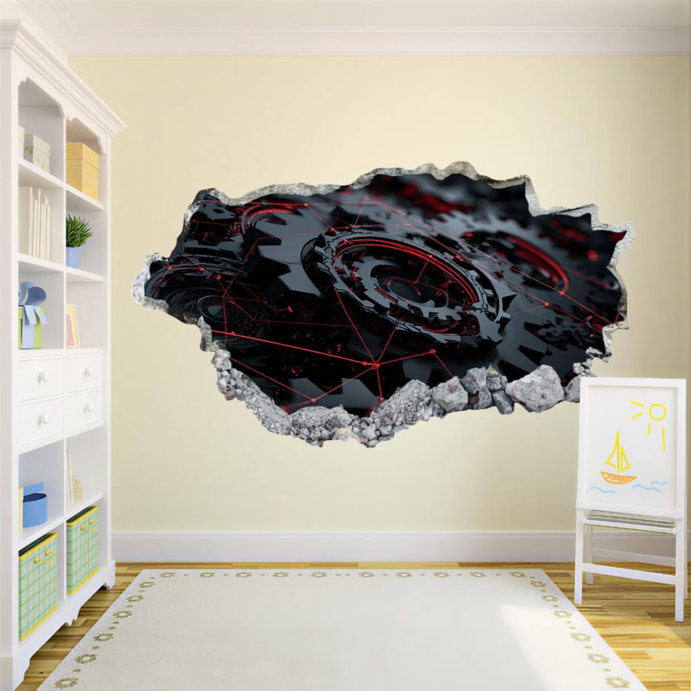 3D Wandaufkleber, Gang Durchbruch Wandtattoos Deko Wand Selbstklebend Industriemaschinen, Wand Aufkleber Wanddurchbruch Wandsticker für Zuhause, Badezimmer, Schlafzimmer, Wohnzimmer