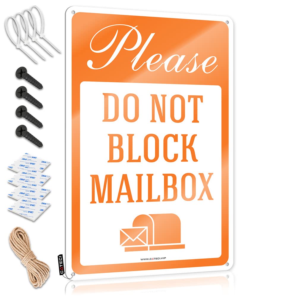 Fzfn Boys Colour Funny Sign Ideas Waterproof Artwork, Humor Retro Print For Cafe Pub Garden | Pre-Drilled Custom Please Do Not Block Mailbox(20X30cm)