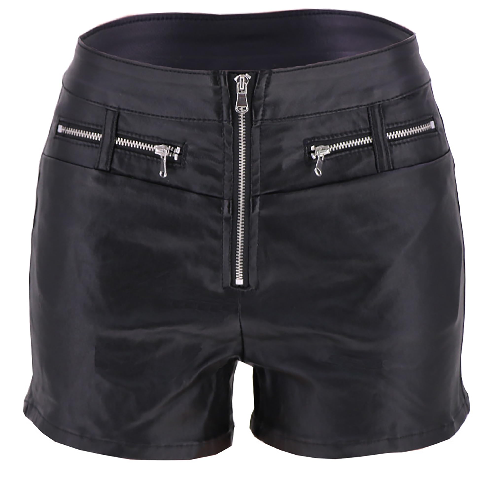 Zingther Women's Black ' Pu Faux Leather Shorts, Hotpants For Xs