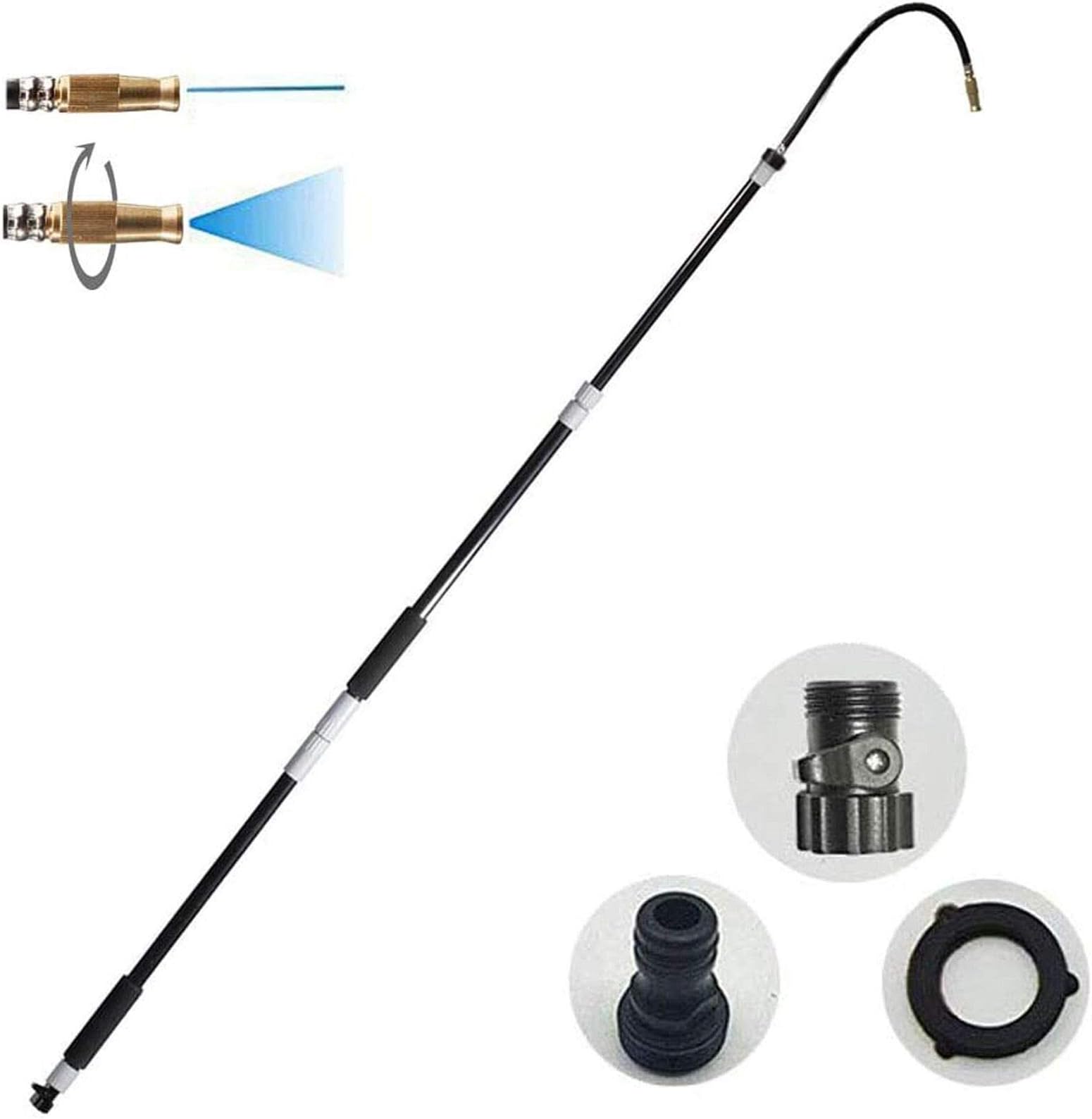 Gutter Cleaning Tool - Roof Retractable Gutter Cleaner, Telescoping Pole, Best Garden Hose Flexible Wand for Window Cleaning Washer Extendable House Clean Kit