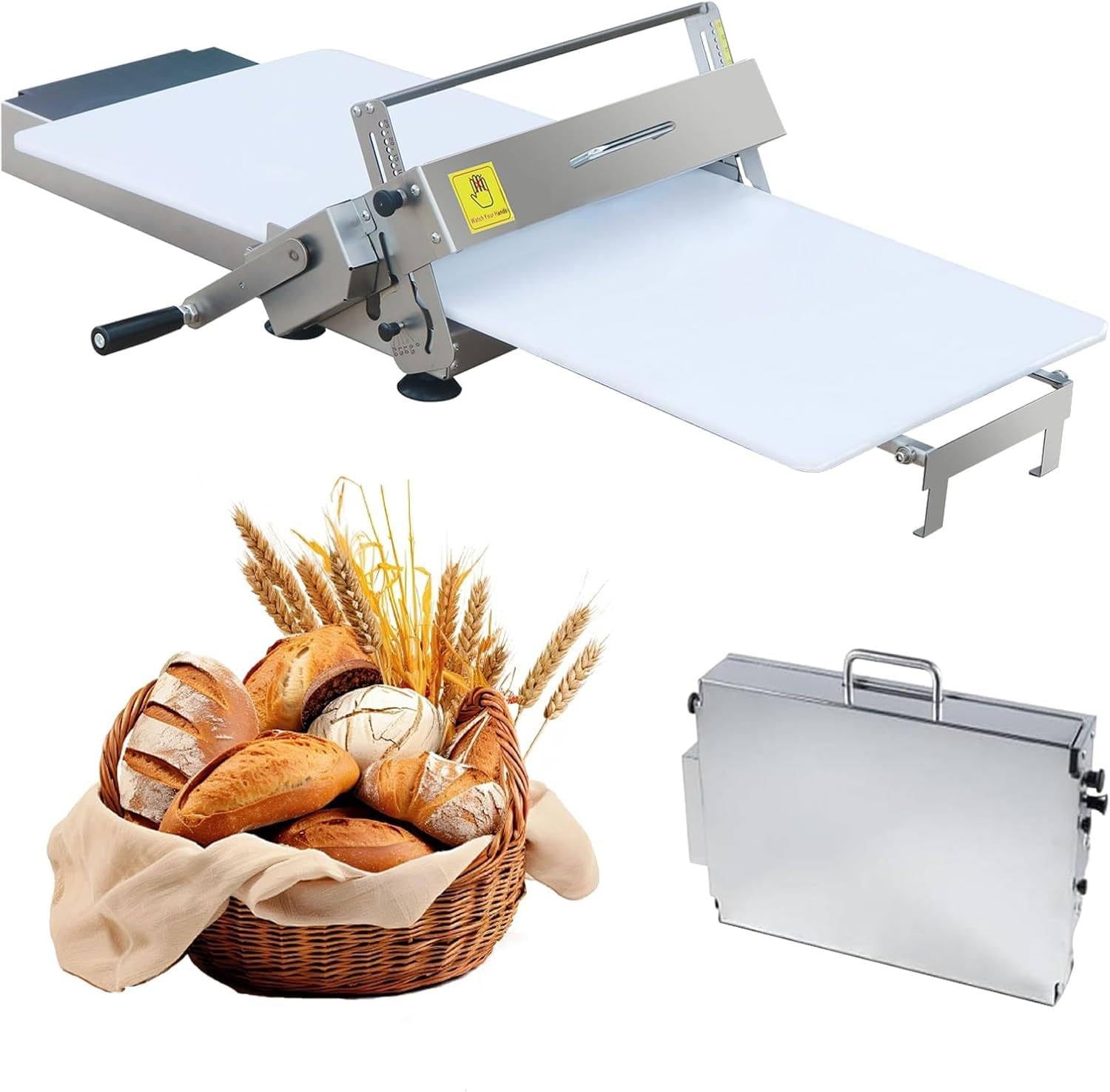 Sfogliatrice Manuale Pieghevole per Impasto,Rullo Manuale per Impasto,in Acciaio Inox,Design Compatto,Spessore Regolabile per Cottura Professionale T400