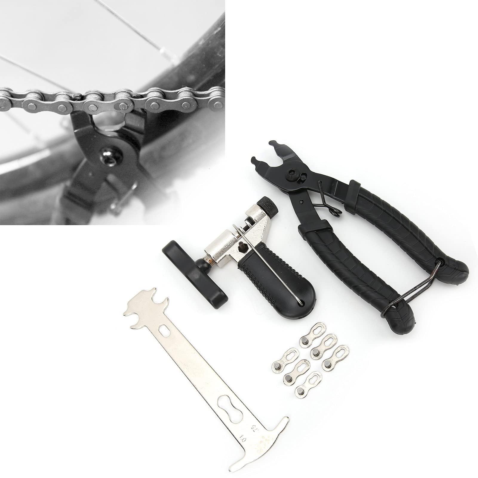 Pince à Maillons Principaux de Chaîne de Vélo, Outil de Chaîne de Vélo, Démontage Rapide des Maillons, Vérificateur de Chaîne pour la Réparation des Maillons de Chaîne de Vélo