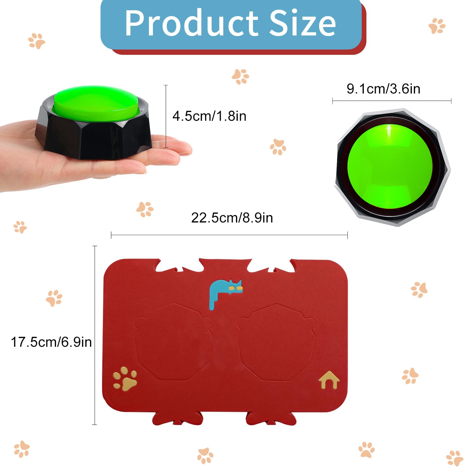Juego de 6 Botones de Comunicación para Perros Y Gatos, Respuesta de Entrenamiento de Perros, Botones Parlantes para Perros con Alfombrilla Antideslizante Impermeable para Perros, Mascotas,(#1)