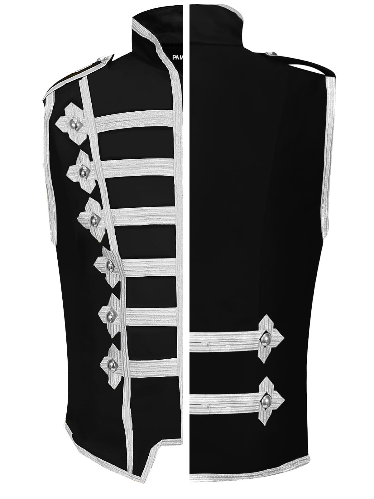 Pamposh Donne Steampunk Hussar Militare Drummer Giacche Parata Senza Maniche - Emo Punk Donne Gilet - Abbigliamento Gotico Napoleone - Giacche Da Marcia