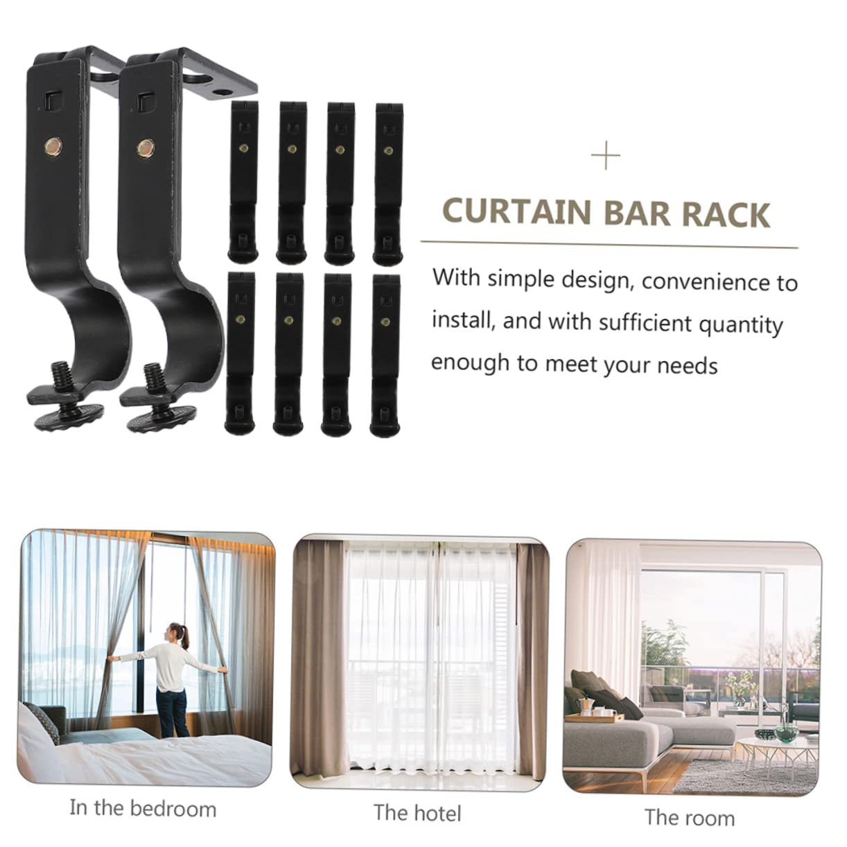 10pièces Supports de Tringle à Rideaux Fer Lot pour Tringles de Fenêtre Porte avec Design Épuré et Finitions Lisses