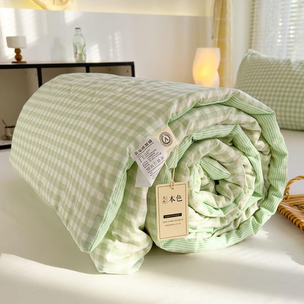 uyeoco Couette D'été, Couverture D'été Fraîche, 100% Coton Lavé, Courtepointe Fine, Douce Et Confortable, Légère Et Respirante, Lavable en Machine,(A2,200x230cm/79x91in)