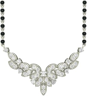 CLARA 925 Sterling Silver Elsie Mangalsutra Earring Chain Jewellery Set | Platinum Plated, Swiss Zirconia | Gift for Wife Price In India