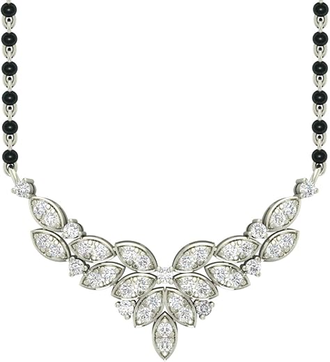 CLARA 925 Sterling Silver Elsie Mangalsutra Earring Chain Jewellery Set | Platinum Plated, Swiss Zirconia | Gift for Wife