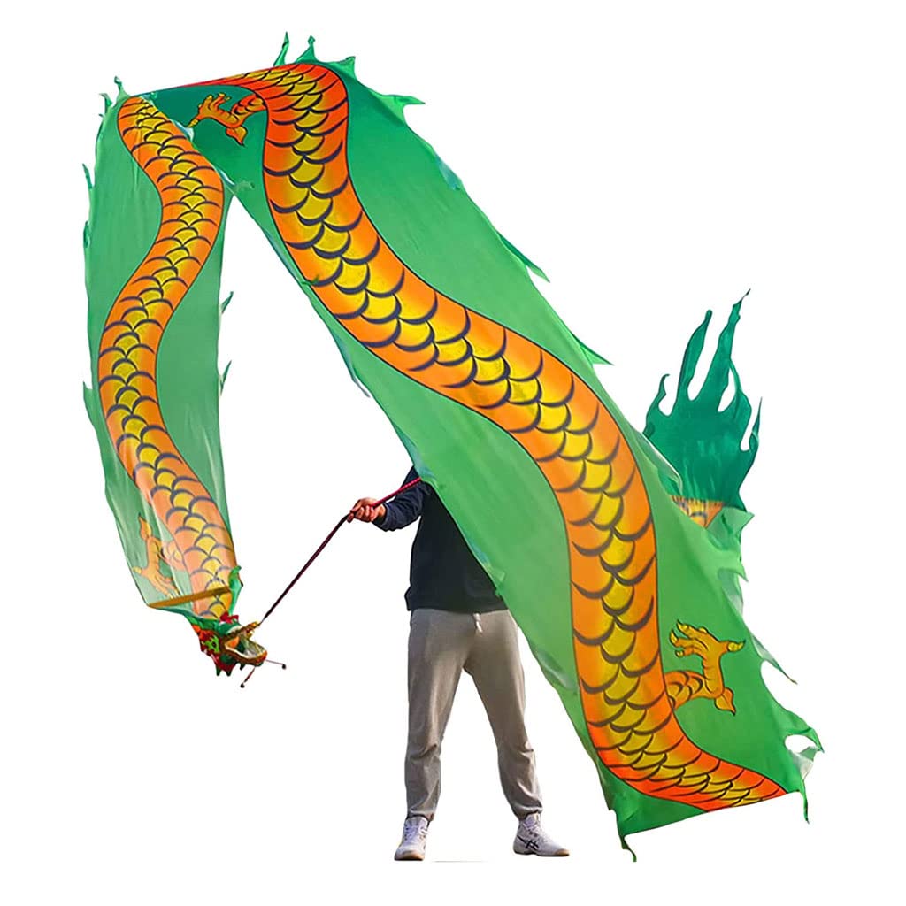 poi, Streamer mit Drachenkopf, fließende Seide, schüttelnd, schleudernd, chinesischer Drachentanz, Band-Streamer, Rave-Zubehör(10m/33ft)
