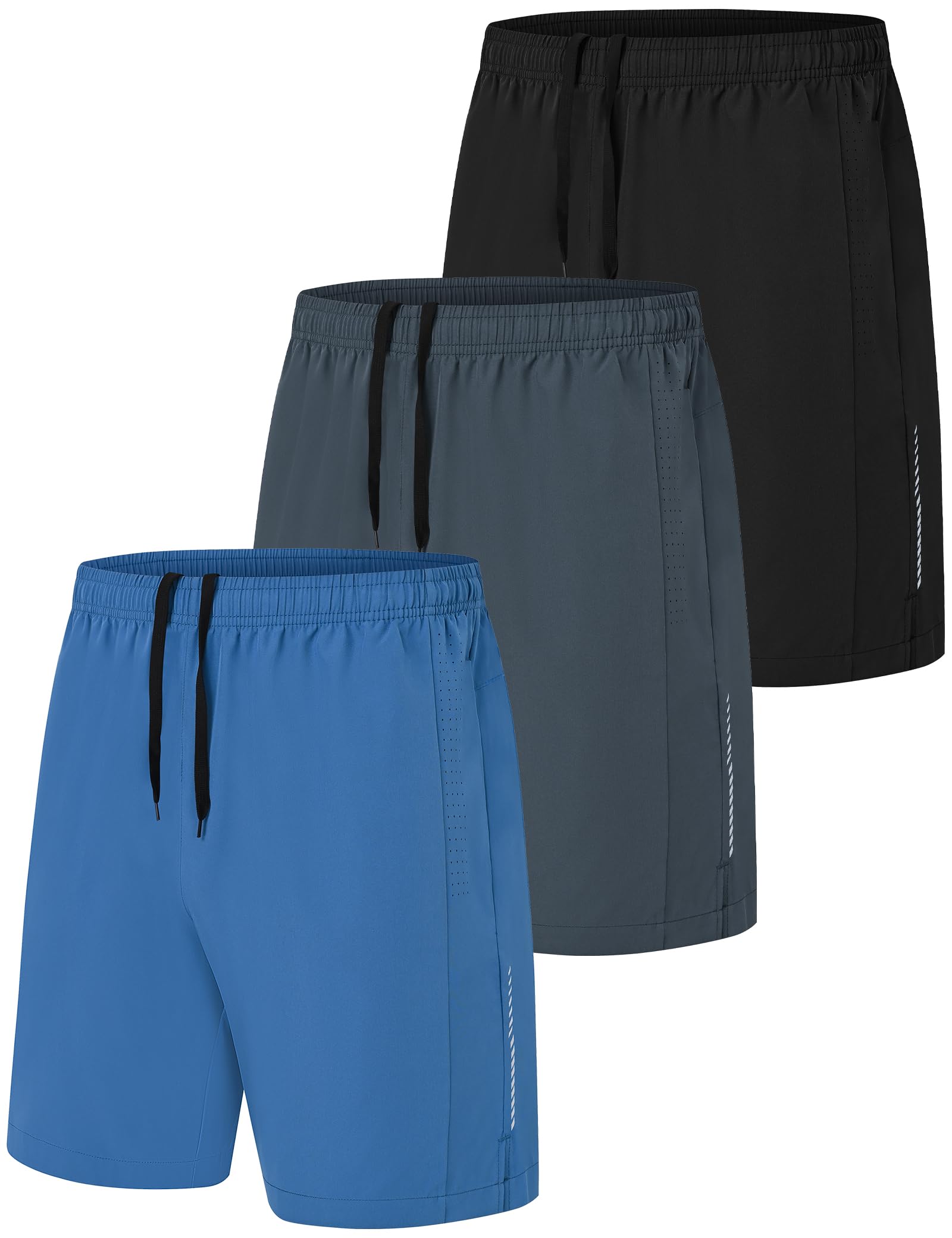 Zoofly 3 Pack Sportivi Pantaloncini Uomo ad Asciugatura Estivi Rapida Jogging Short Fitness con Tasche Pantaloni da Corsa all'aperto