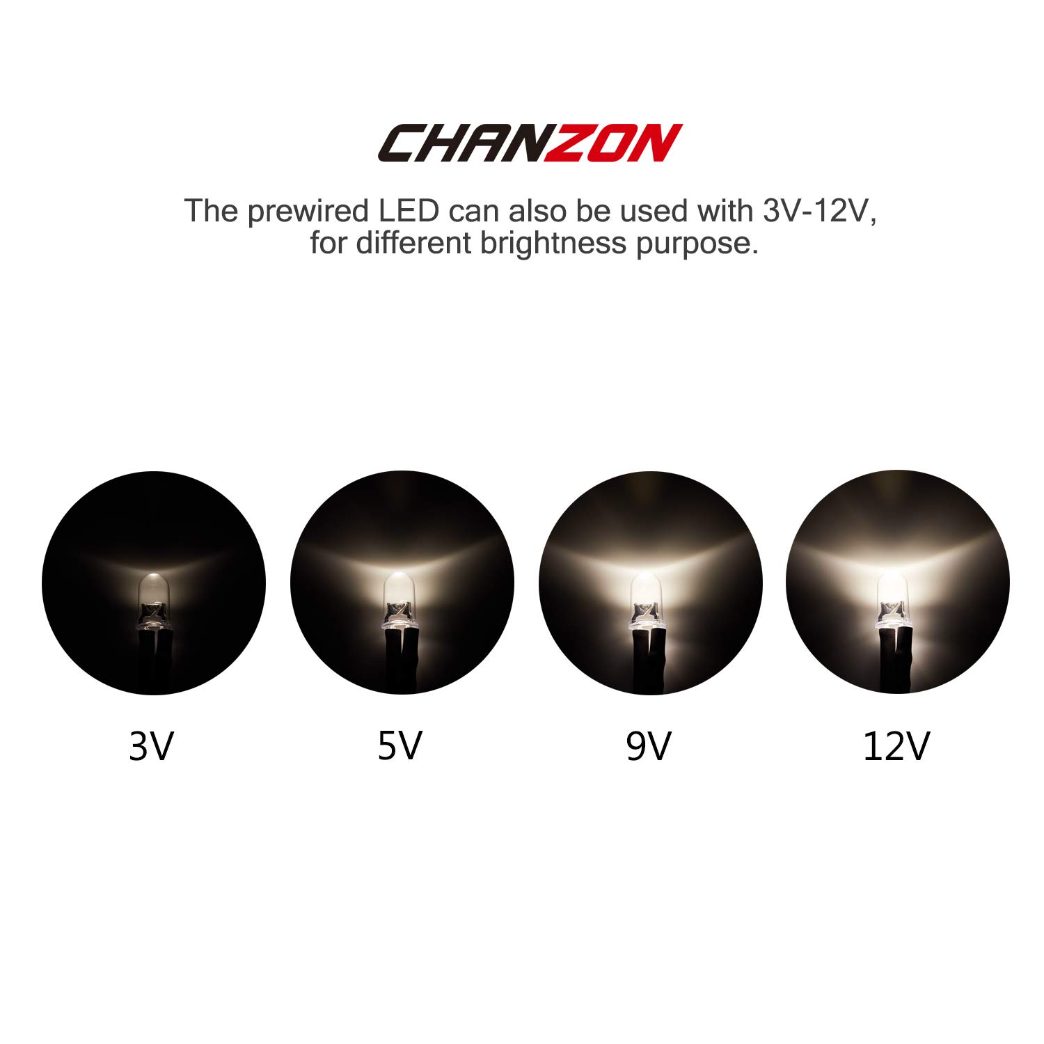 UL Wire] Chanzon 20 stks Pre-Wired 5mm Groen Knipperende LED Diode Lichten (Clear Ronde Transparante Lens DC 12V) met 560 ohm 1/4W Weerstand en 24awg Draad Indicator Licht Emitting Diodes Lamp