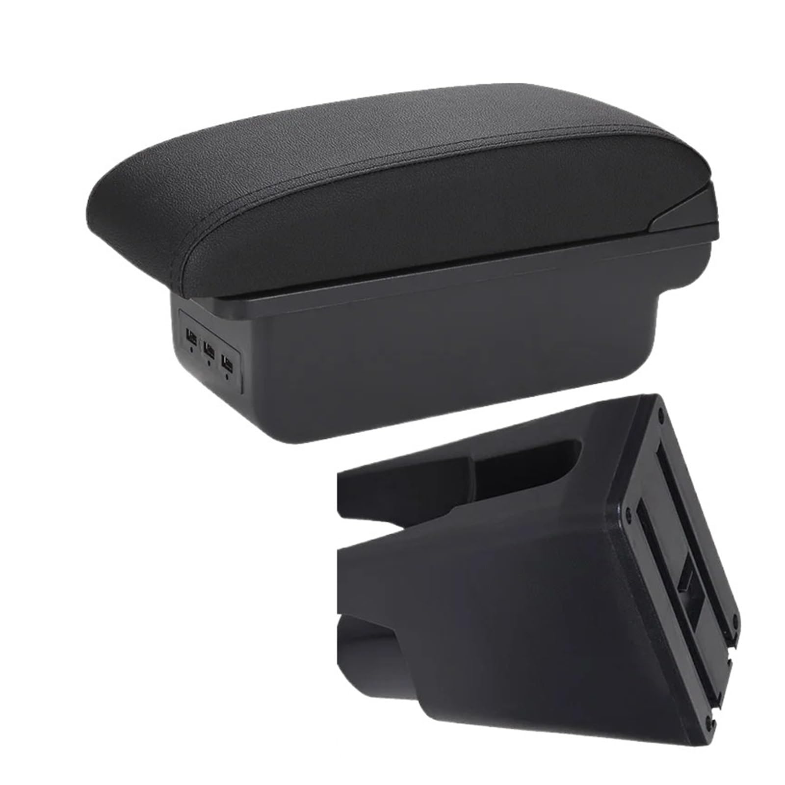 Ggwqoops Car Armrests For Peugeot 107 Armrest Car Accessories Store Box Interior Detail Simple Installation Armrest Box(B2 Black line 3USB)