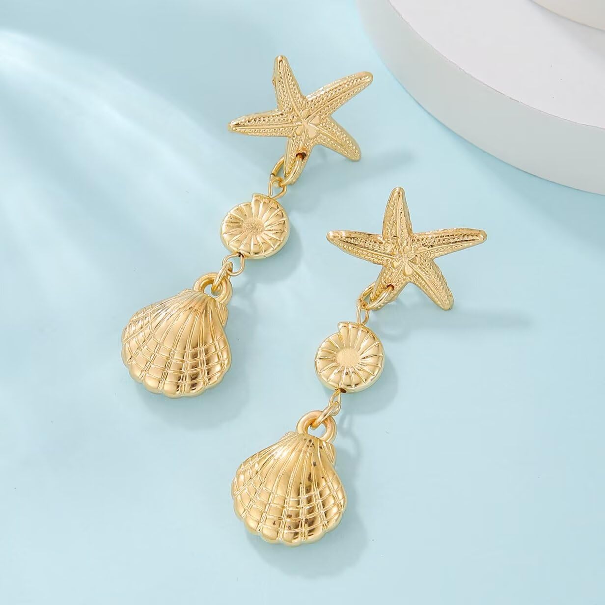 Shell Earrings for Women Gold Silver Starfish Seashell Drop Ocean Beach Outfits for Women Fashion Accessories Gifts - Image 2
