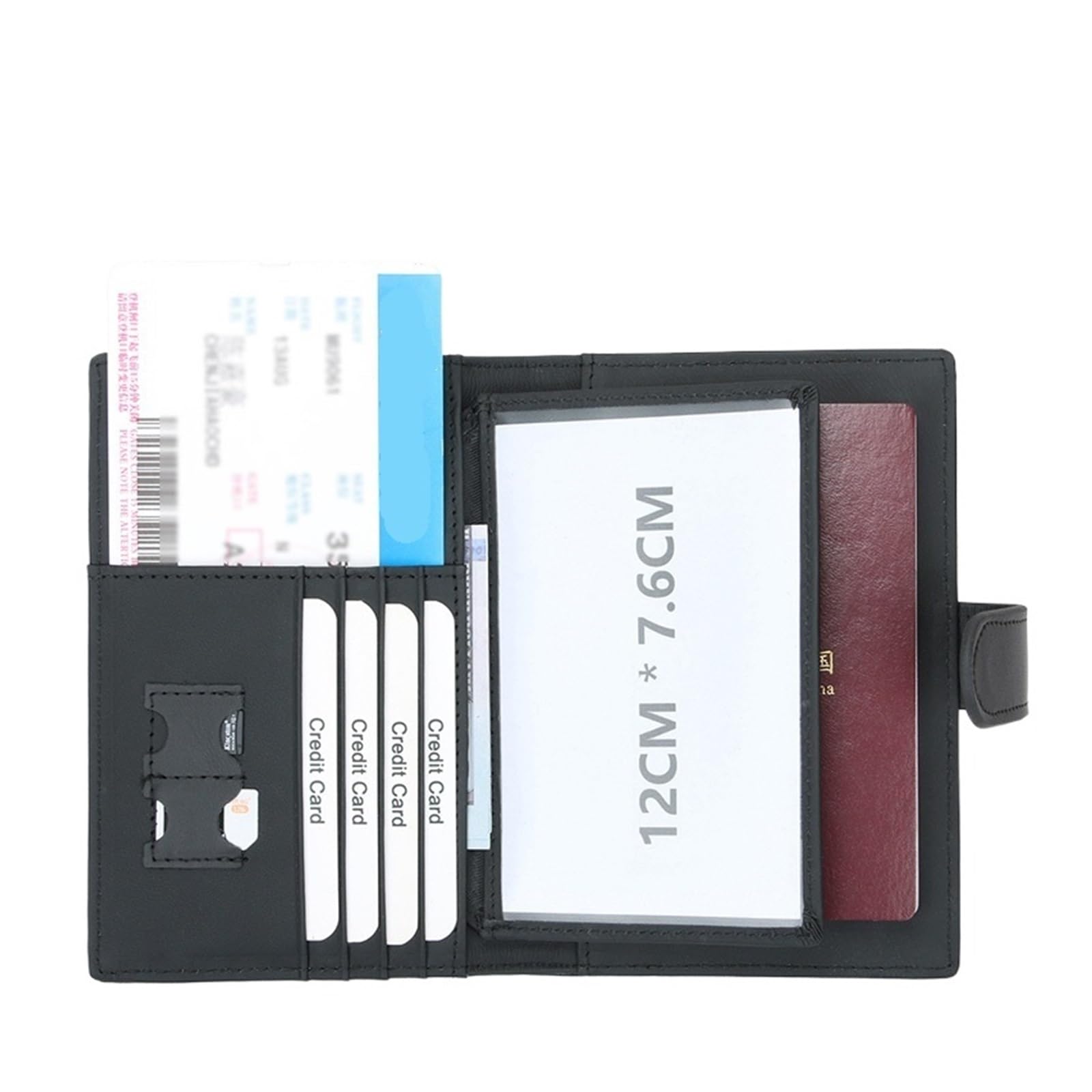 Funda for pasaporte multifuncional de piel sintética, antirrobo, con hebilla magnética y cierre magnético