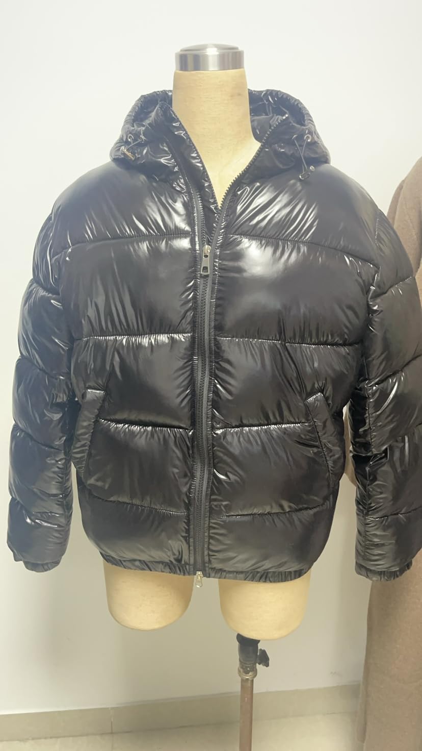 Piumino da uomo con cappuccio staccabile, cappotto invernale ampio, tasche interne e gilet liscio "giù" giù" cappotto bolla oversize streetwear caldo con cappuccio Slick Shell