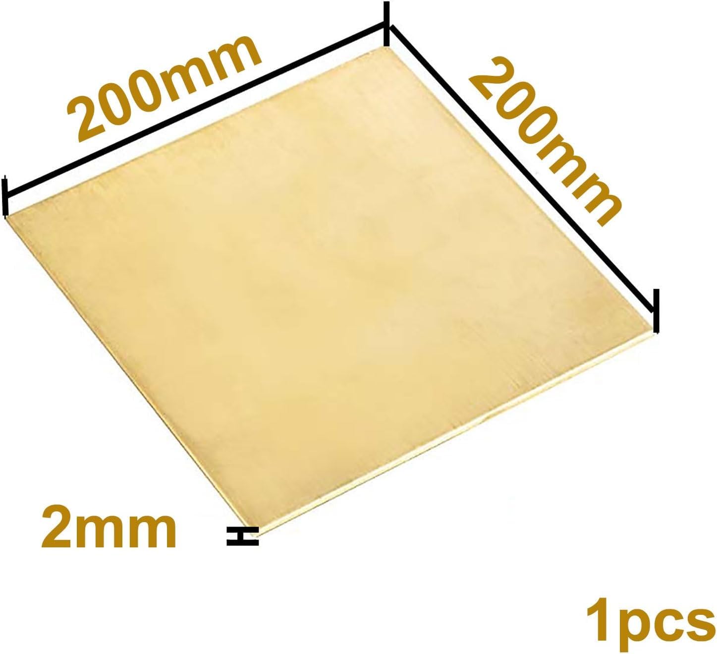 Metall-Messingblech, Messingplatte mit höherer Festigkeit, gute Plastizität, 1 Stück 2 mm dick, Präzisionsmetalle for Heimwerker(200x200mm)
